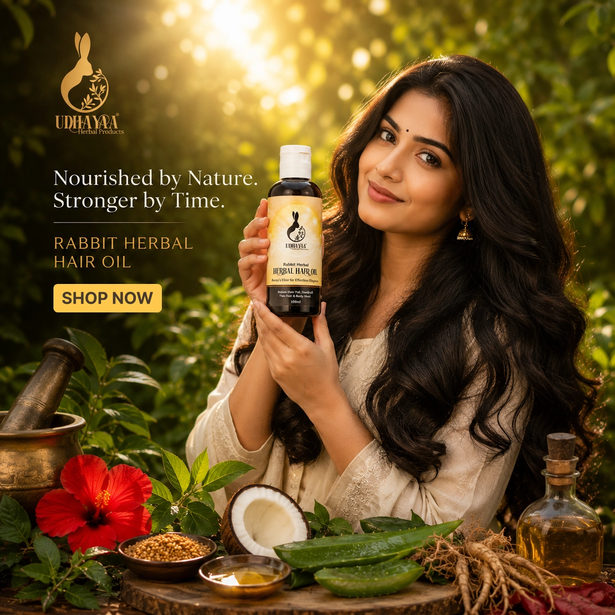 Rabbit Herbal Hair Oil by UDHAYAA for Hair Growth and Hair Fall Control
