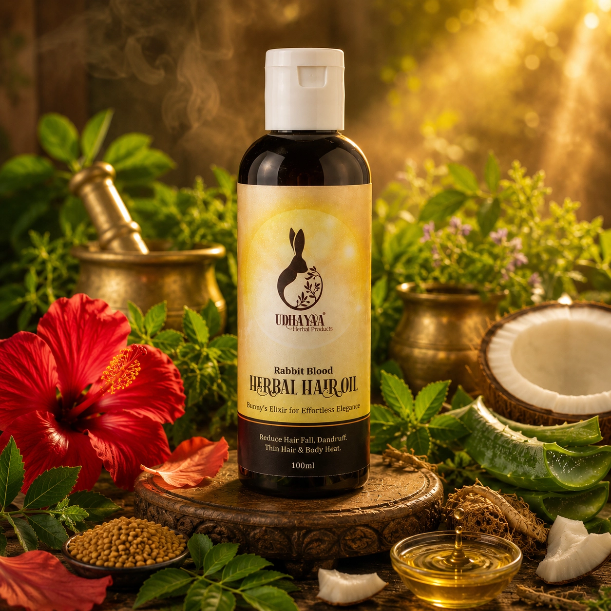 UDHAYAA Rabbit Herbal Hair Oil for Long, Thick and Shiny Hair